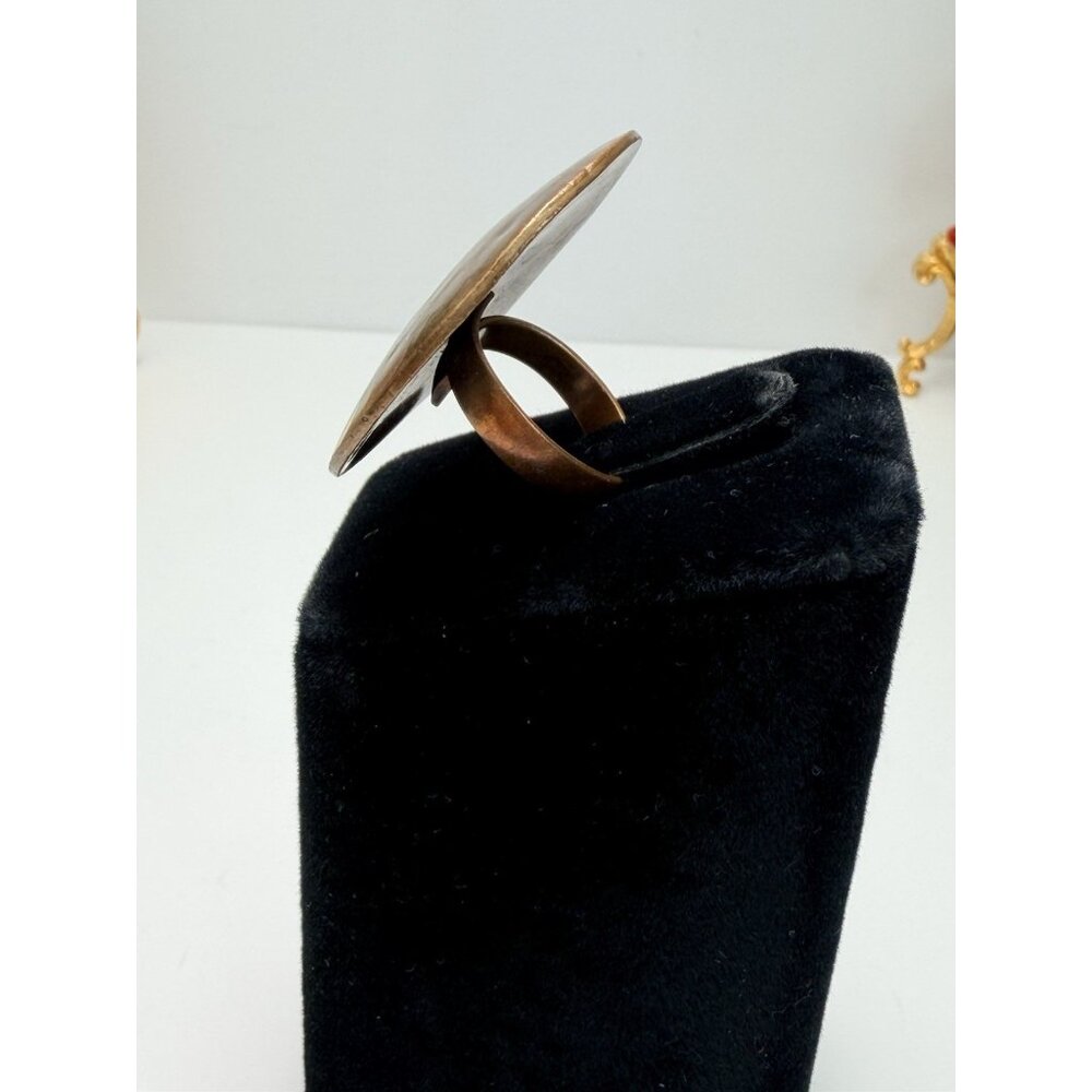 Vintage Solid Copper Adjustable Ring Sculptural D… - image 5